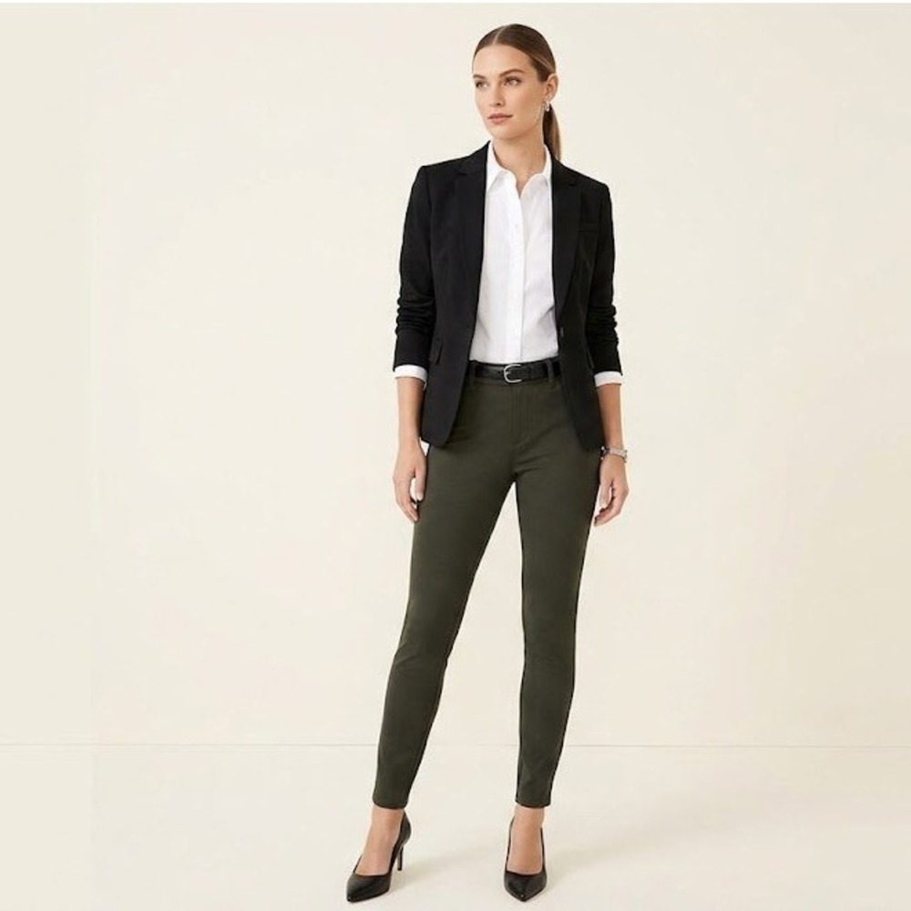 Liverpool Jacqueline Skinny Pant 16 Peat‎ Green Ponte Stretch Dress Trouser NWT